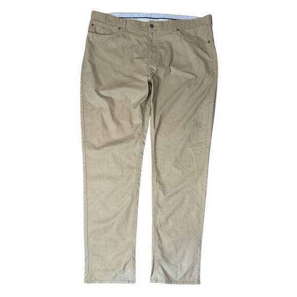 Peter Millar Pants Khaki Flat Front Twill Trousers Golf Preppy Chinos 42x33 - Picture 1 of 7